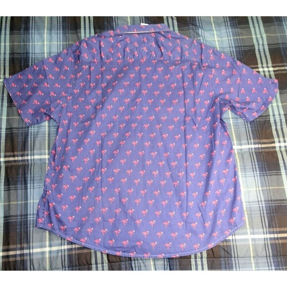 International Report Tropical Collection Purple Flamingo Button Down Shirt Size - Picture 2 of 10
